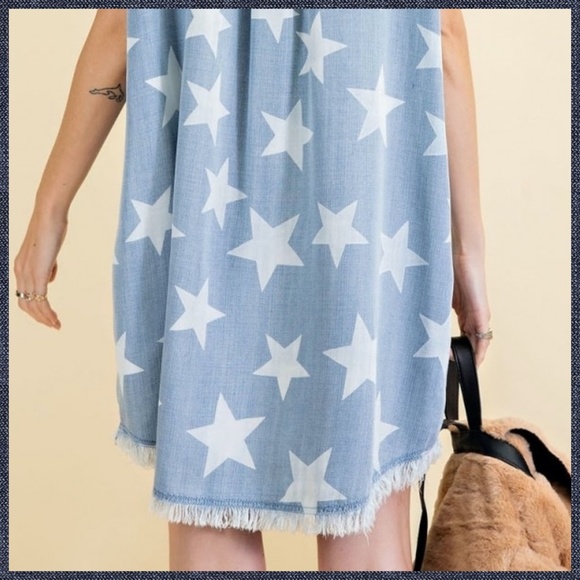 RESTOCKED Easel Lightweight Distressed Denim Shirt Dress - Slightly darker shade - Picture 9 of 15